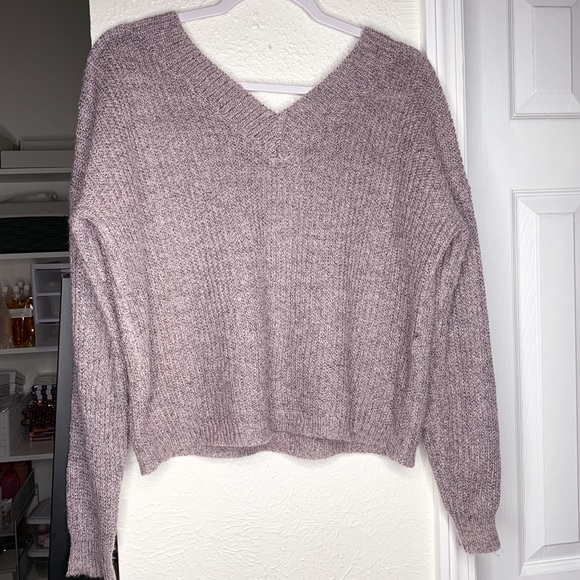 Lavender Sweater Knit Crop Top - Picture 1 of 4